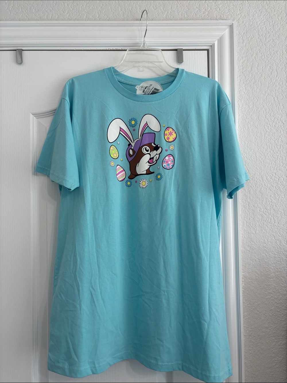 Adult size Large NWT Light Blue Bunny Bucee  Graphic Tee